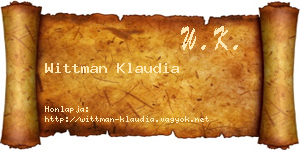 Wittman Klaudia névjegykártya